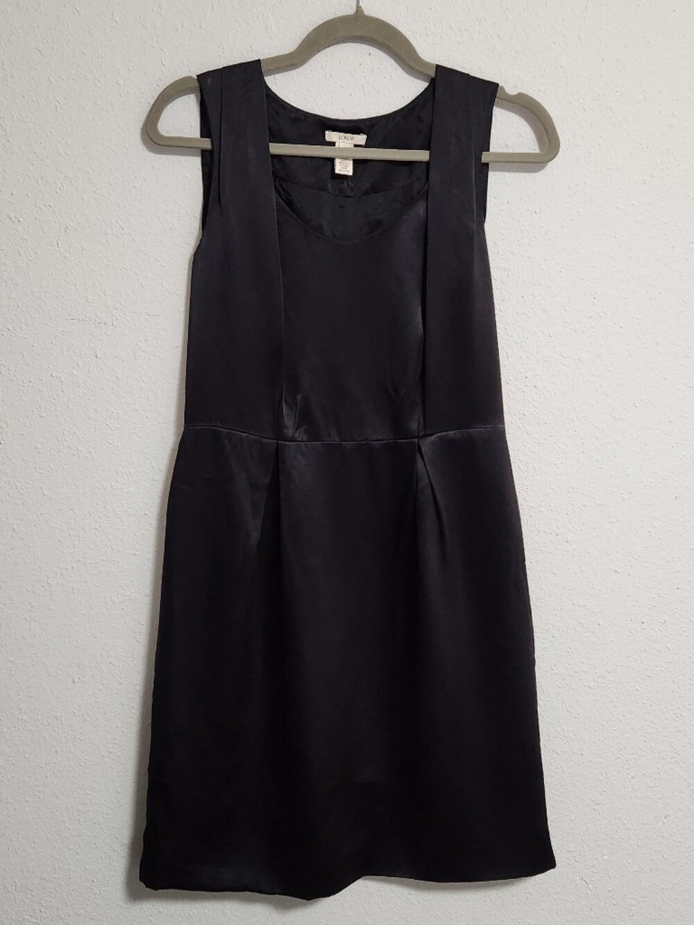 J Crew | Black Silk Little Black Dress Sheath Midi Satin Soft 6